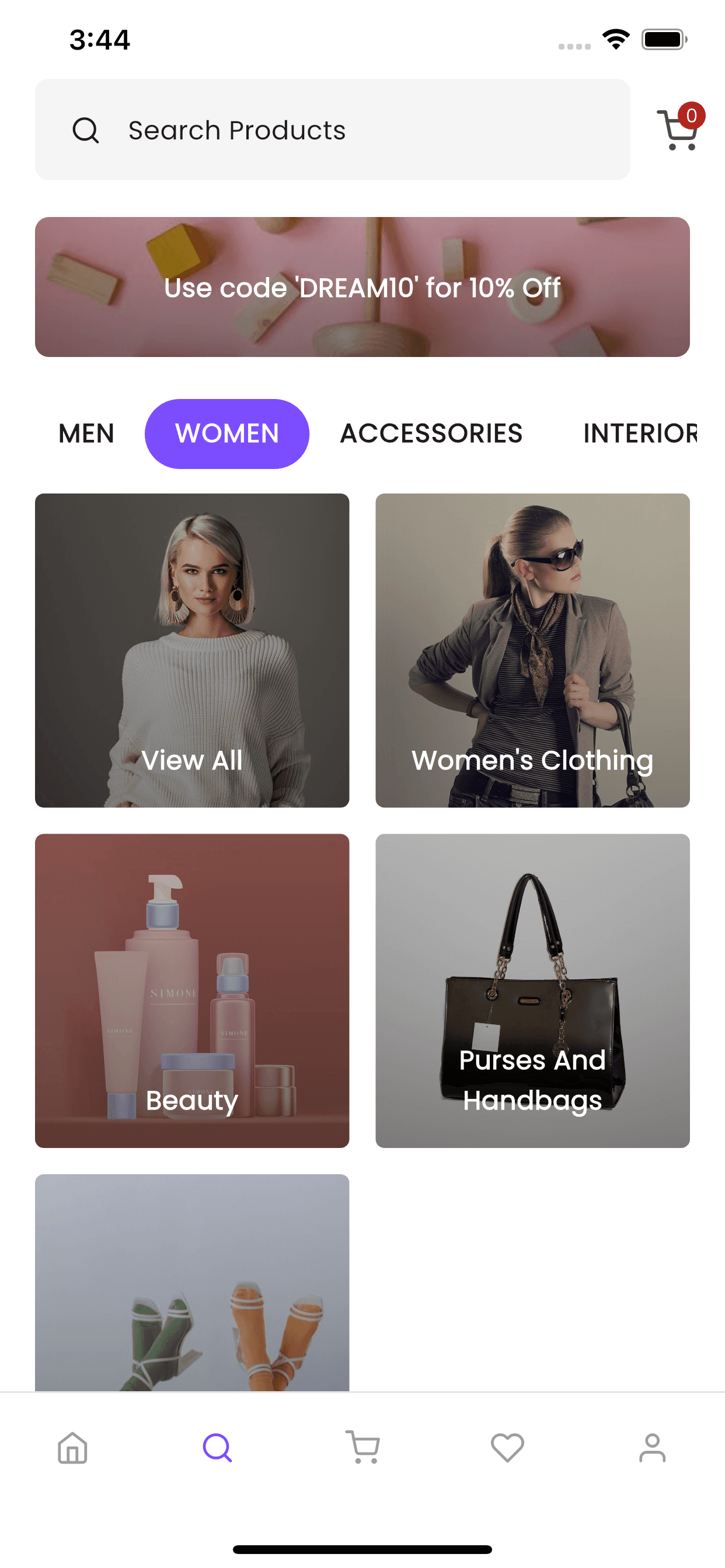 DreamCart category layout – Flutter WooCommerce ecommerce app