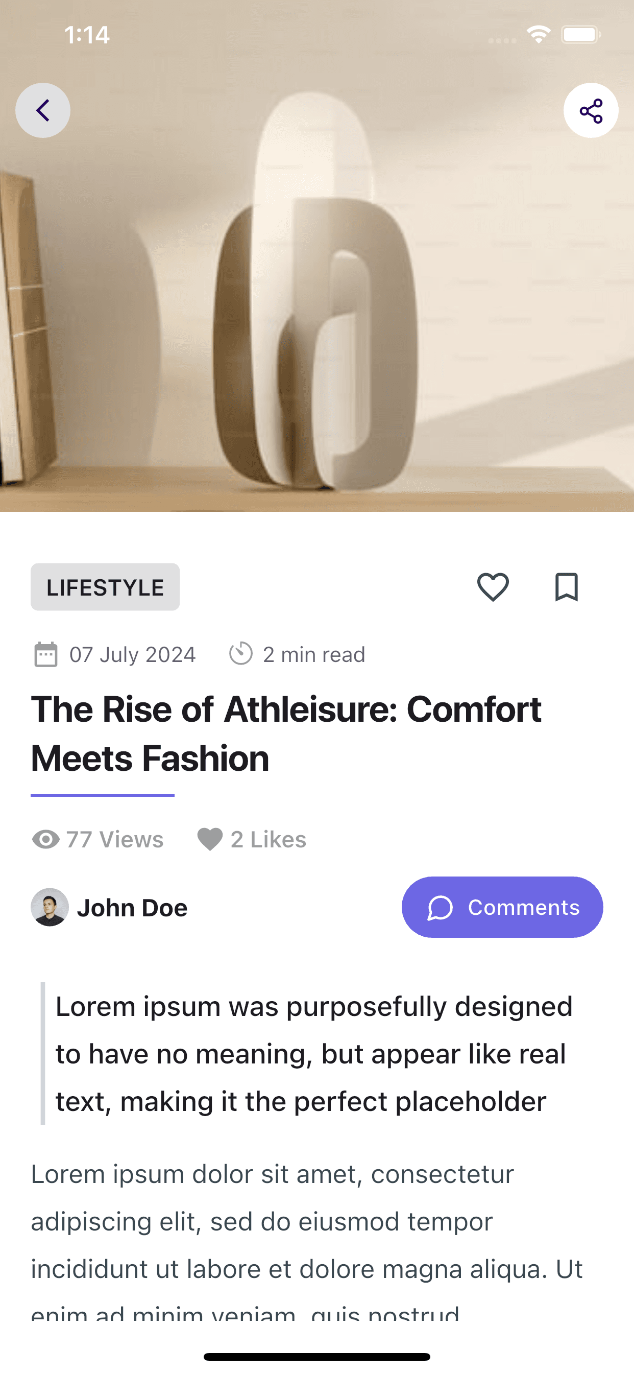 NewsHour Flutter news app article screen – read news with comments and bookmarks