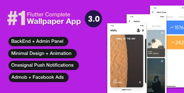 Walfy - Wallpaper gallery app. Categories, favorites, download, set as wallpaper.