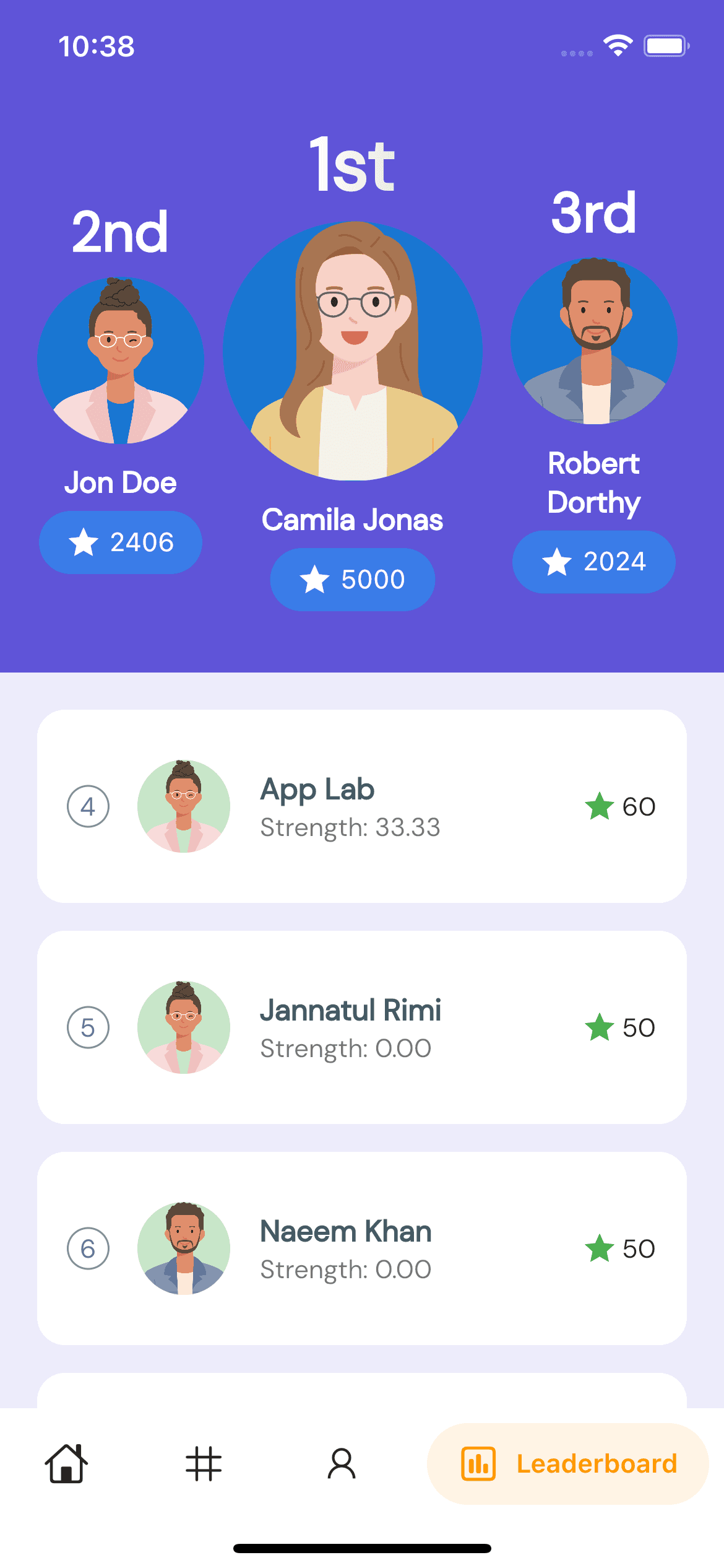 QuizHour app – Flutter quiz app leaderboard screen