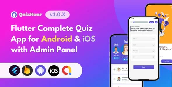 QuizHour - Quiz app with admin. Leaderboards, categories, multiple question types.